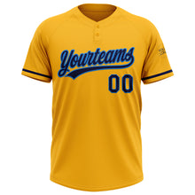 Load image into Gallery viewer, Custom Gold Navy-Electric Blue Two-Button Unisex Softball Jersey
