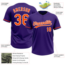 Load image into Gallery viewer, Custom Purple Orange-White Two-Button Unisex Softball Jersey
