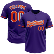 Load image into Gallery viewer, Custom Purple Orange-White Two-Button Unisex Softball Jersey
