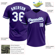 Load image into Gallery viewer, Custom Purple White-Light Blue Two-Button Unisex Softball Jersey
