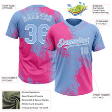 Load image into Gallery viewer, Custom Pink Light Blue-White 3D Pattern Abstract Brush Stroke Two-Button Unisex Softball Jersey
