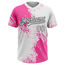 Load image into Gallery viewer, Custom Pink White-Black 3D Pattern Abstract Brush Stroke Two-Button Unisex Softball Jersey
