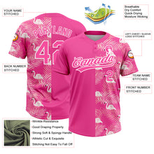 Load image into Gallery viewer, Custom Pink White 3D Pattern Tropical Palm Leaves And Famingo Two-Button Unisex Softball Jersey
