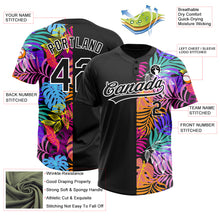 Load image into Gallery viewer, Custom Black White 3D Pattern Hawaii Tropical Palm Trees Two-Button Unisex Softball Jersey
