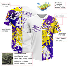 Load image into Gallery viewer, Custom White Purple 3D Pattern Tropical Palm Leaves Two-Button Unisex Softball Jersey
