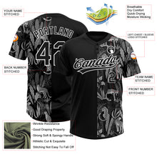 Load image into Gallery viewer, Custom Black White 3D Pattern Leopards And Tropical Palm Leaves Two-Button Unisex Softball Jersey
