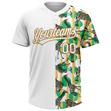 Load image into Gallery viewer, Custom White Old Gold 3D Pattern Zebras And Giraffes Two-Button Unisex Softball Jersey
