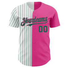 Load image into Gallery viewer, Custom Pink White-Kelly Green Pinstripe Authentic Split Fashion Baseball Jersey
