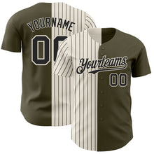 Load image into Gallery viewer, Custom Olive Cream-Black Pinstripe Authentic Split Fashion Salute To Service Baseball Jersey
