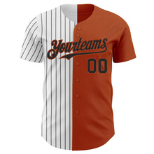 Load image into Gallery viewer, Custom Texas Orange White-Black Pinstripe Authentic Split Fashion Baseball Jersey
