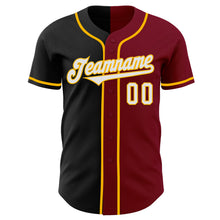 Load image into Gallery viewer, Custom Crimson Black-Gold Authentic Split Fashion Baseball Jersey
