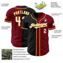 Load image into Gallery viewer, Custom Crimson Black-Gold Authentic Split Fashion Baseball Jersey
