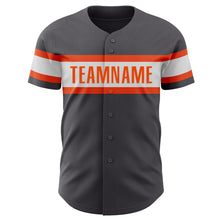 Load image into Gallery viewer, Custom Steel Gray White-Orange Authentic Baseball Jersey
