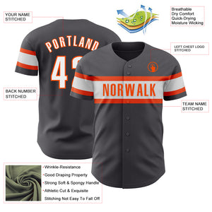 Custom Steel Gray White-Orange Authentic Baseball Jersey