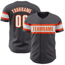 Load image into Gallery viewer, Custom Steel Gray White-Orange Authentic Baseball Jersey
