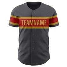 Load image into Gallery viewer, Custom Steel Gray Red-Old Gold Authentic Baseball Jersey
