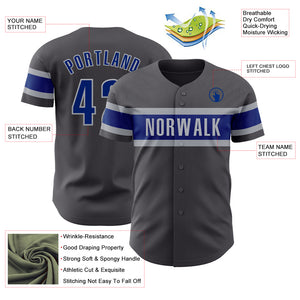 Custom Steel Gray Royal-Gray Authentic Baseball Jersey