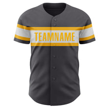 Load image into Gallery viewer, Custom Steel Gray White-Gold Authentic Baseball Jersey
