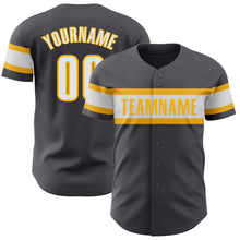 Load image into Gallery viewer, Custom Steel Gray White-Gold Authentic Baseball Jersey
