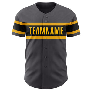 Custom Steel Gray Black-Gold Authentic Baseball Jersey