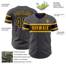 Load image into Gallery viewer, Custom Steel Gray Black-Gold Authentic Baseball Jersey
