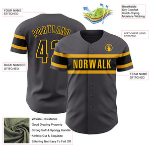 Custom Steel Gray Black-Gold Authentic Baseball Jersey