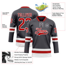 Load image into Gallery viewer, Custom Steel Gray Red-White Hockey Lace Neck Jersey
