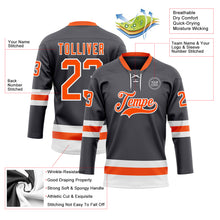 Load image into Gallery viewer, Custom Steel Gray Orange-White Hockey Lace Neck Jersey
