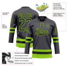 Load image into Gallery viewer, Custom Steel Gray Black-Neon Green Hockey Lace Neck Jersey
