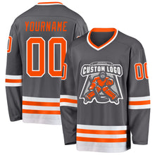 Load image into Gallery viewer, Custom Steel Gray Orange-White Hockey Jersey
