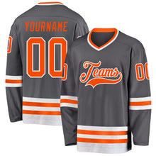 Load image into Gallery viewer, Custom Steel Gray Orange-White Hockey Jersey
