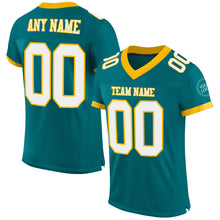 Load image into Gallery viewer, Custom Teal White-Gold Mesh Authentic Football Jersey
