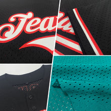 Load image into Gallery viewer, Custom Teal White-Pink Mesh Authentic Throwback Baseball Jersey
