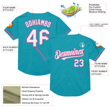 Load image into Gallery viewer, Custom Teal White-Pink Mesh Authentic Throwback Baseball Jersey
