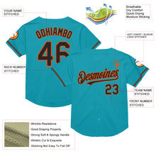 Load image into Gallery viewer, Custom Teal Black-Orange Mesh Authentic Throwback Baseball Jersey
