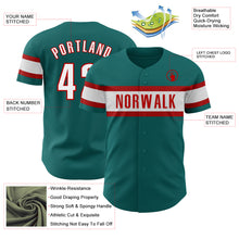 Load image into Gallery viewer, Custom Teal White-Red Authentic Baseball Jersey
