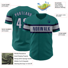 Load image into Gallery viewer, Custom Teal Gray-Navy Authentic Baseball Jersey
