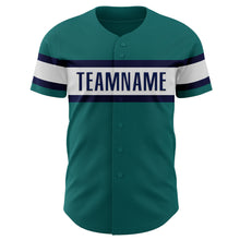 Load image into Gallery viewer, Custom Teal White-Navy Authentic Baseball Jersey
