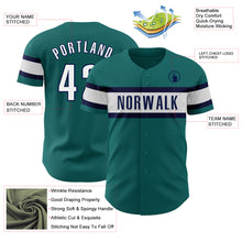 Load image into Gallery viewer, Custom Teal White-Navy Authentic Baseball Jersey
