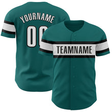 Load image into Gallery viewer, Custom Teal White-Black Authentic Baseball Jersey
