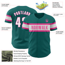 Load image into Gallery viewer, Custom Teal White-Pink Authentic Baseball Jersey
