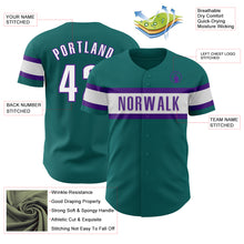 Load image into Gallery viewer, Custom Teal White-Purple Authentic Baseball Jersey
