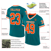 Load image into Gallery viewer, Custom Teal Orange-White Mesh Authentic Throwback Football Jersey
