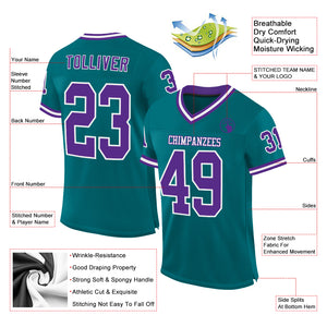 Custom Teal Purple-White Mesh Authentic Throwback Football Jersey