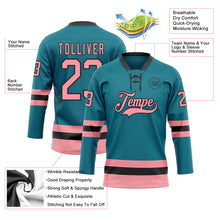 Load image into Gallery viewer, Custom Teal Medium Pink-Black Hockey Lace Neck Jersey
