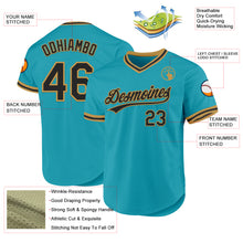 Load image into Gallery viewer, Custom Teal Black-Old Gold Authentic Throwback Baseball Jersey
