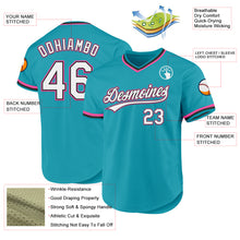 Load image into Gallery viewer, Custom Teal Black-Pink Authentic Throwback Baseball Jersey
