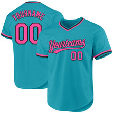 Load image into Gallery viewer, Custom Teal Pink-Black Authentic Throwback Baseball Jersey
