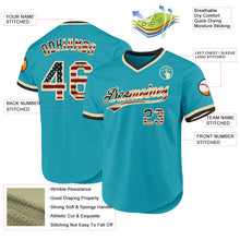 Load image into Gallery viewer, Custom Teal Vintage USA Flag Cream-Black Authentic Throwback Baseball Jersey
