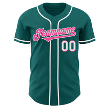 Load image into Gallery viewer, Custom Teal Pink-White Authentic Baseball Jersey
